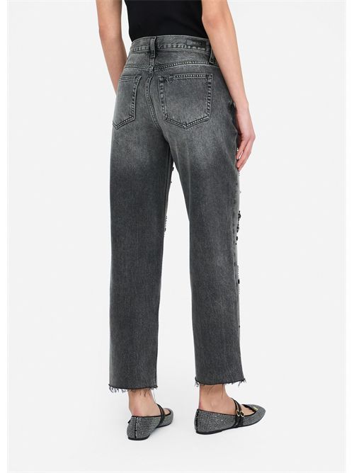 Jeans straight con strass LIU JO | UF5115D4854/87455